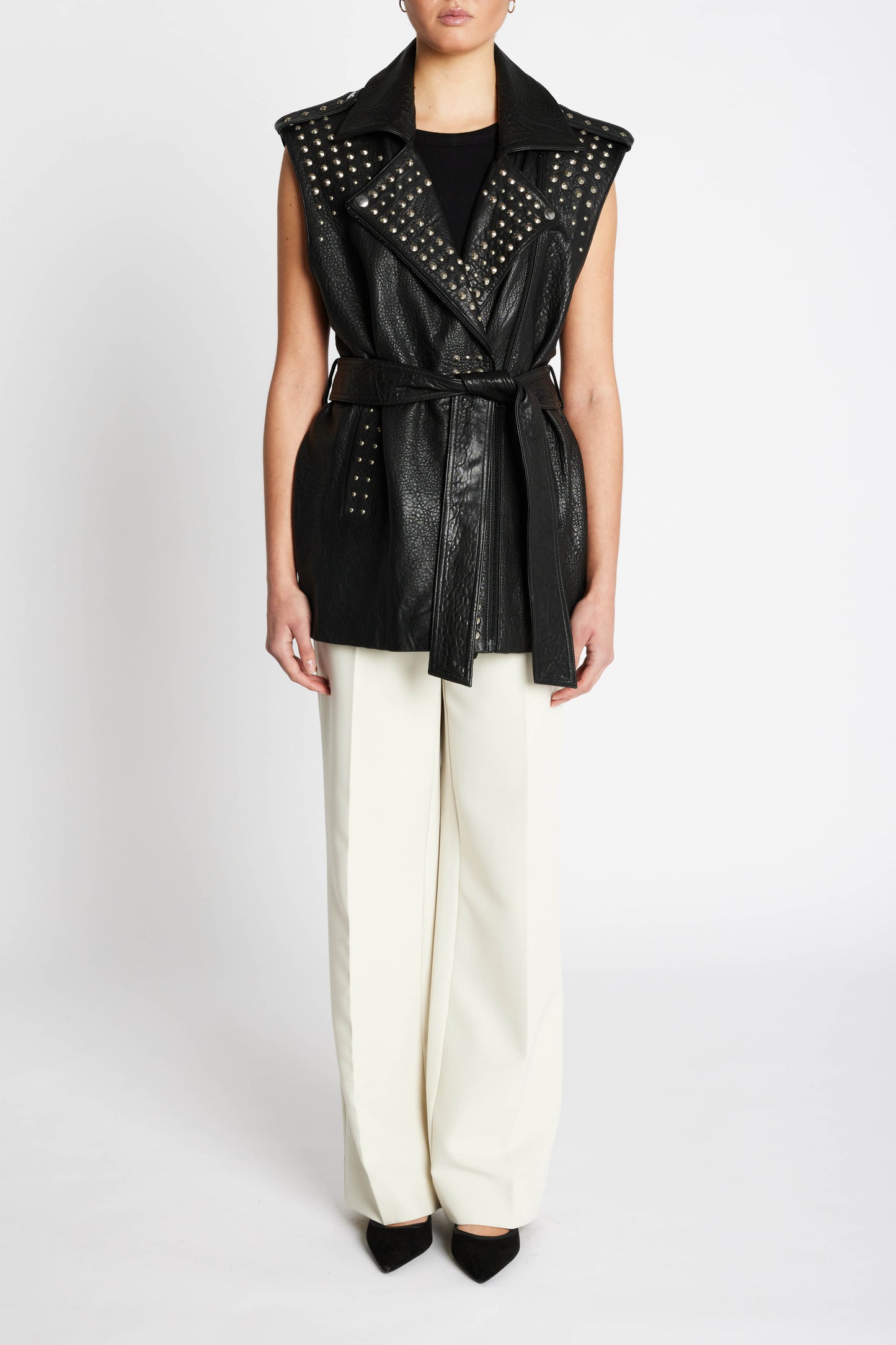 Clove Zhoa Leather Waistcoat | Black