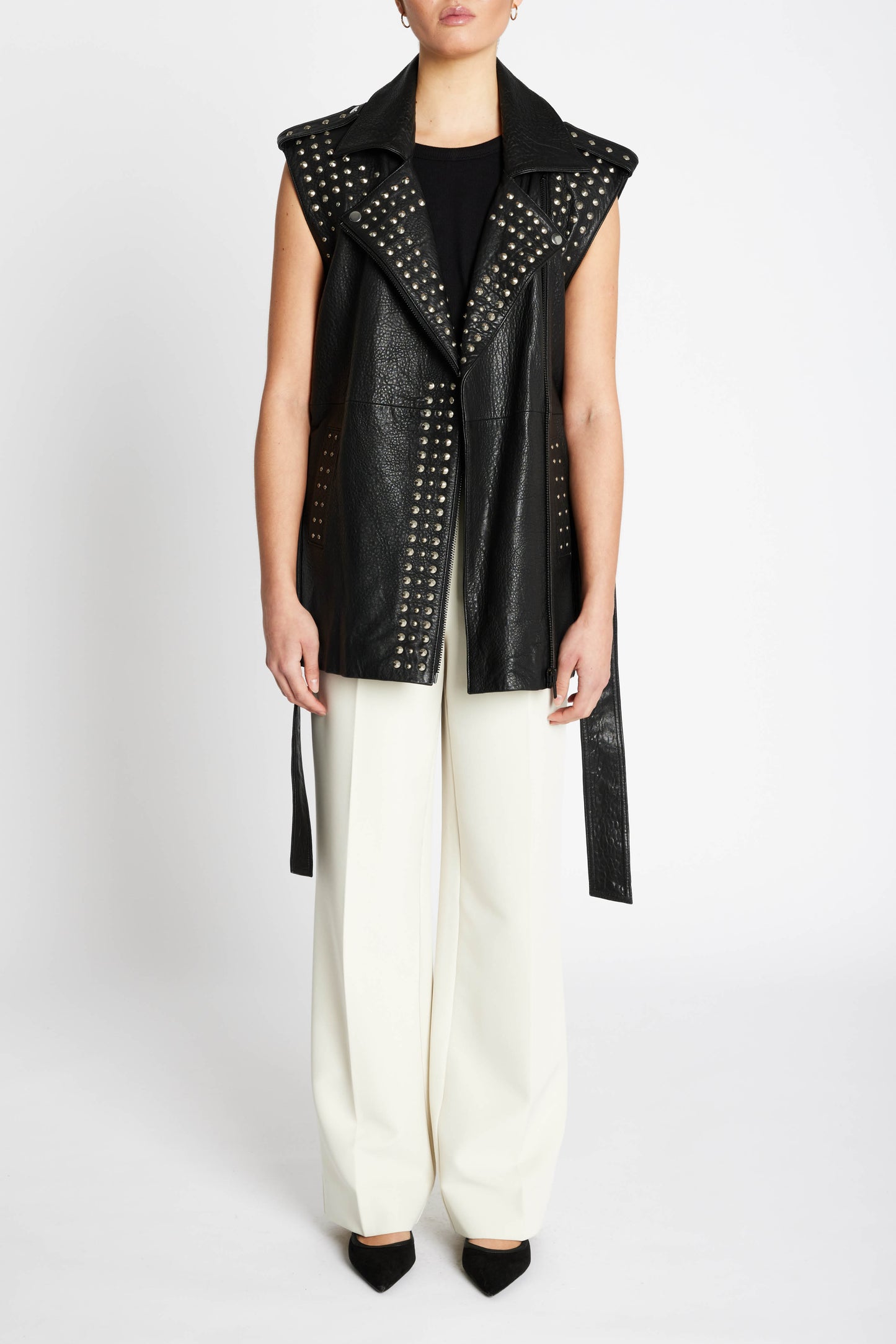 Clove Zhoa Leather Waistcoat | Black