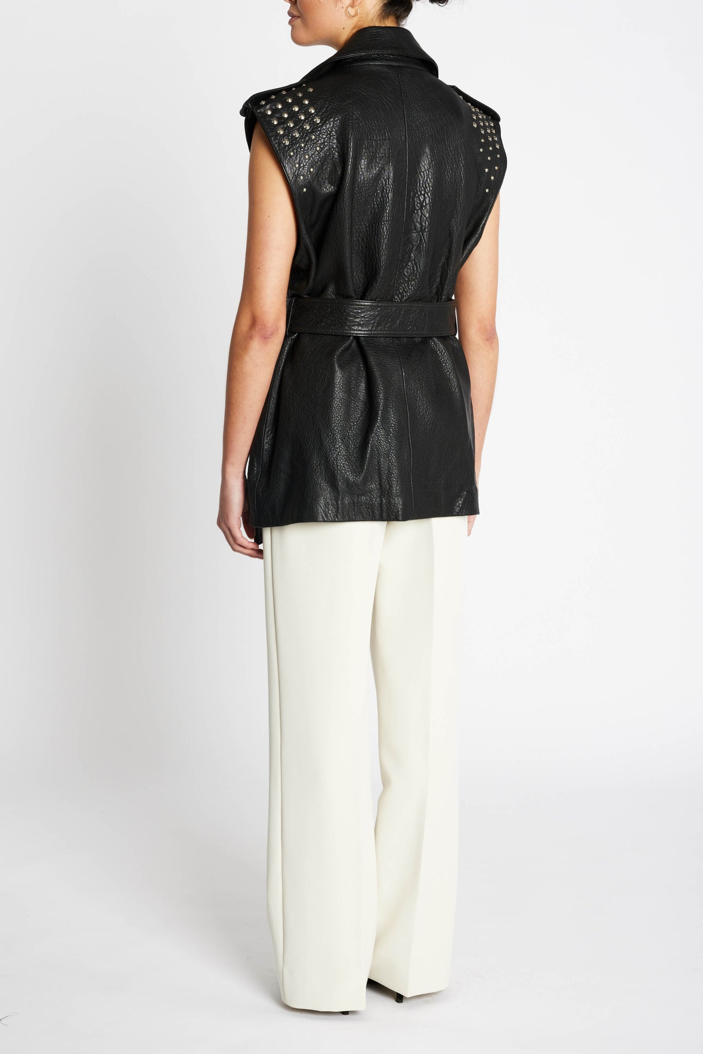 Clove Zhoa Leather Waistcoat | Black