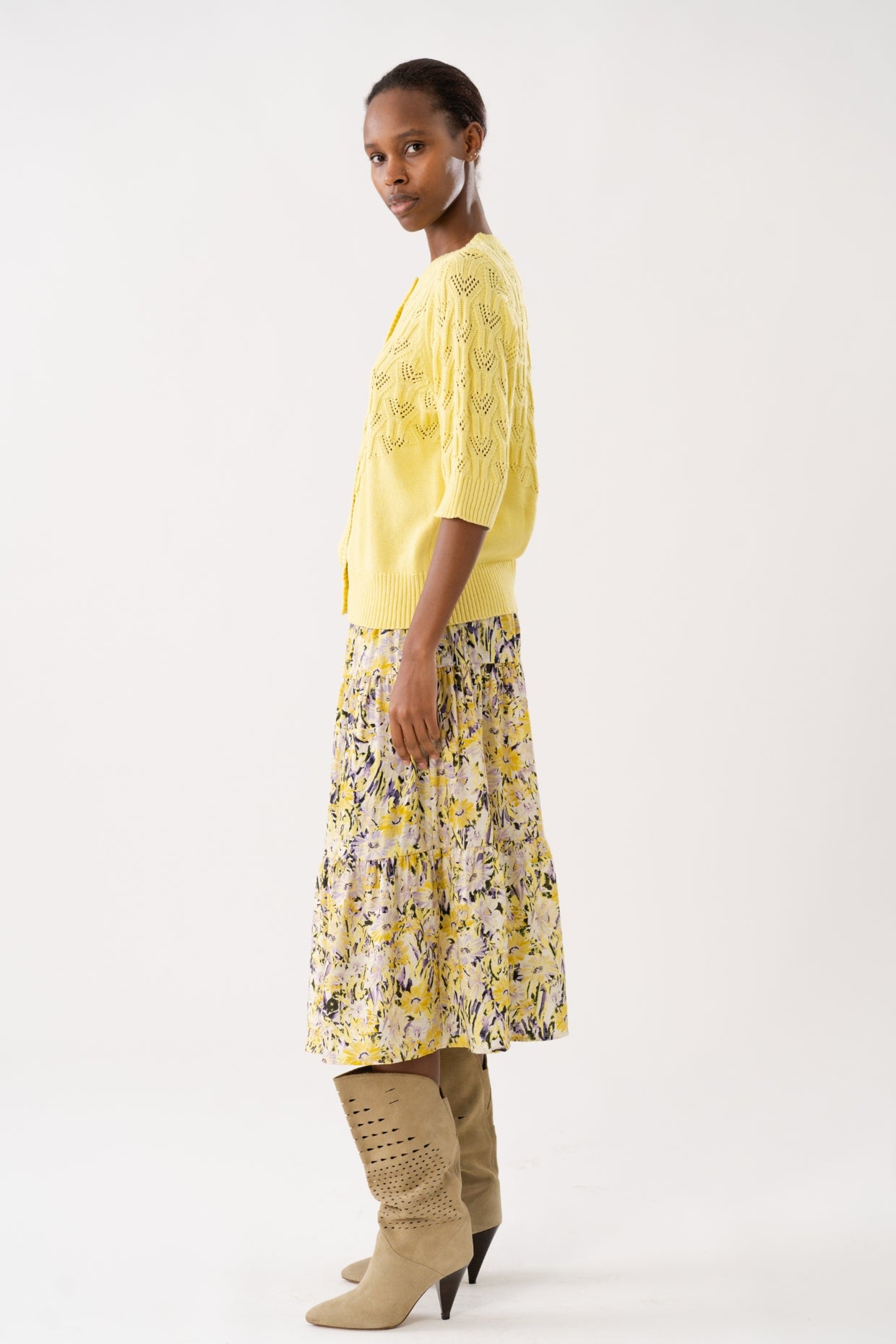 LOLLYS LAUNDRY Morning Midi Skirt | Yellow Floral