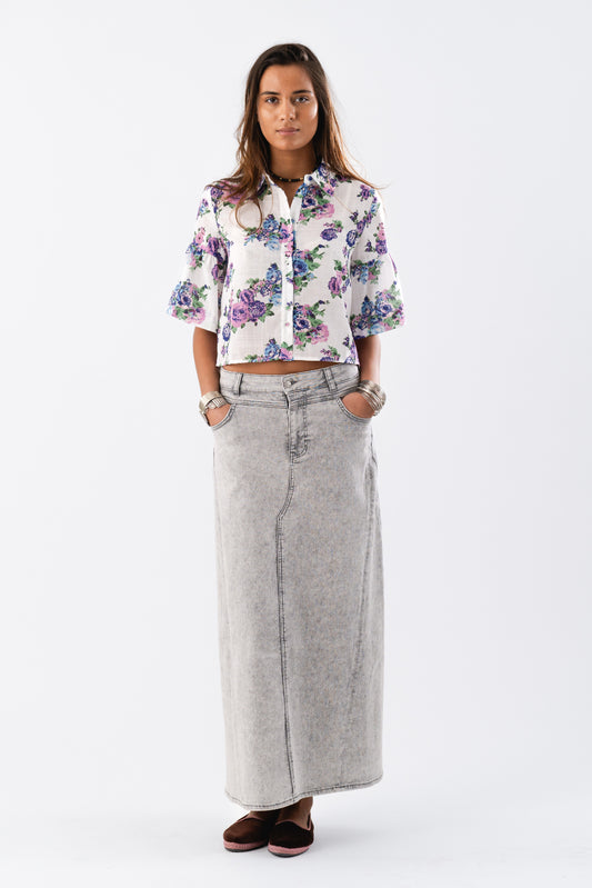 LOLLYS LAUNDRY Summer Shirt | Blue Lilac Floral