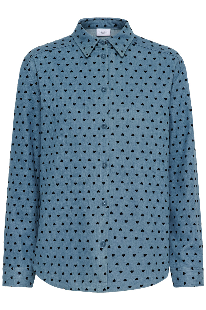 Pegina Shirt | Black Mini Hearts