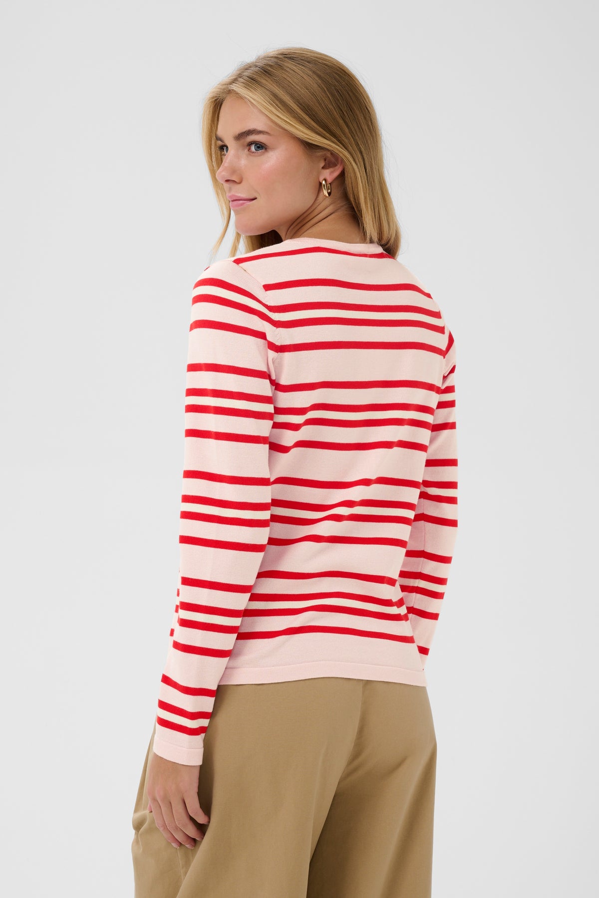Pila Cardigan | Chalk Pink/Red Stripe
