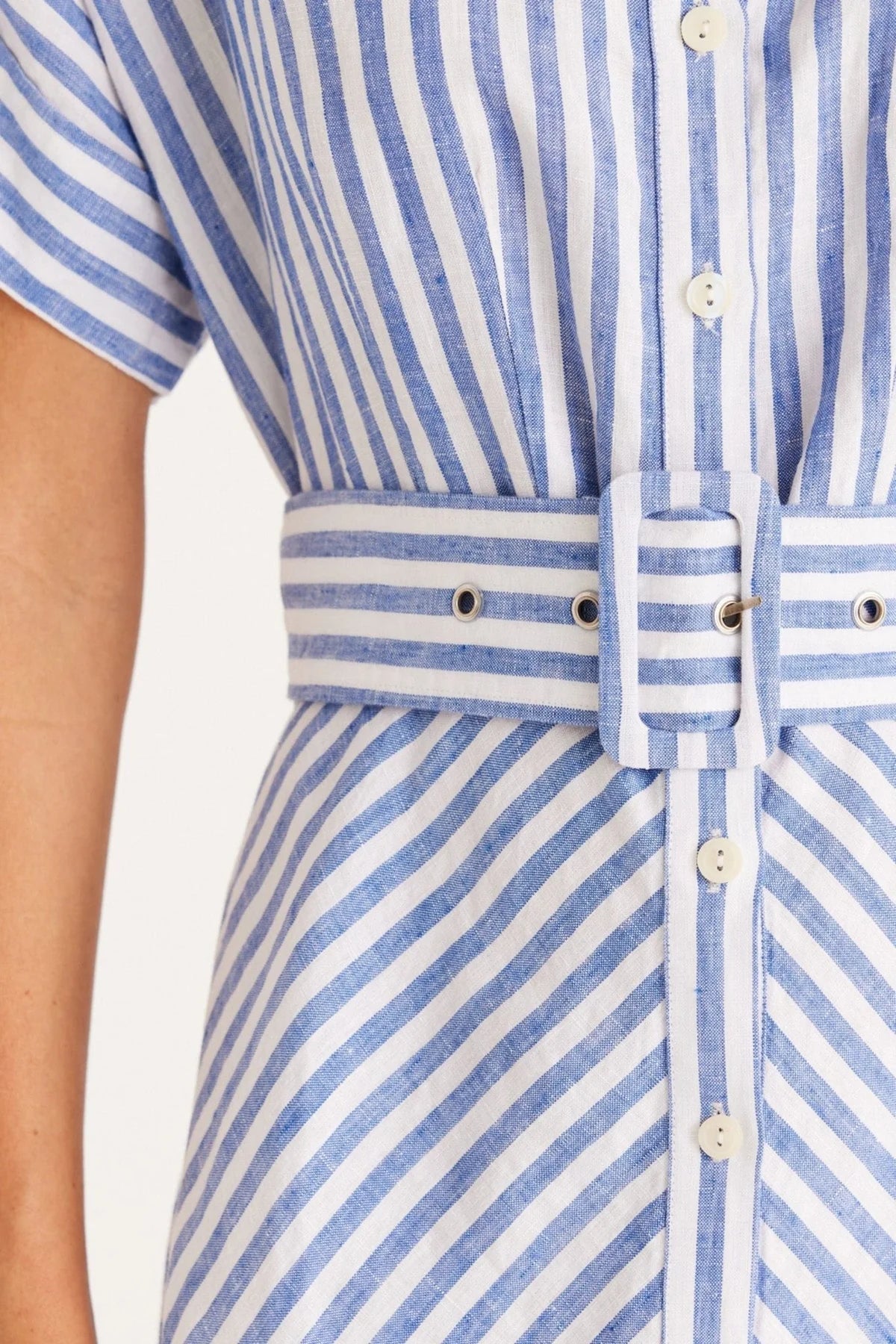 CABLE Aegean Linen Dress | Blue Stripe