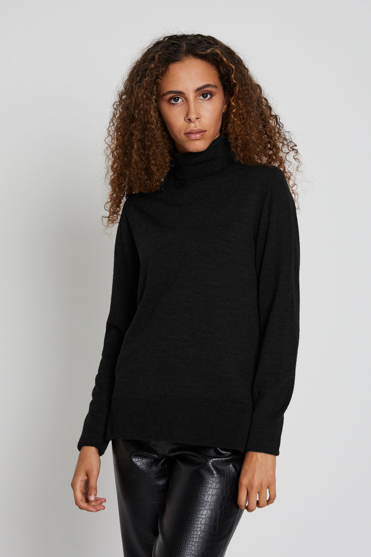 Charlene Roll Neck Knit | Black