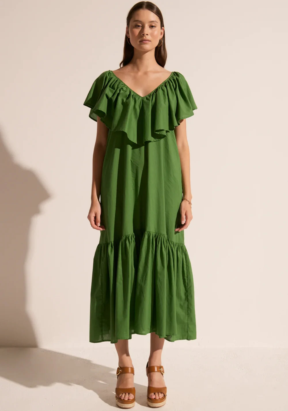 POL Clover Ruffle Dress | Green