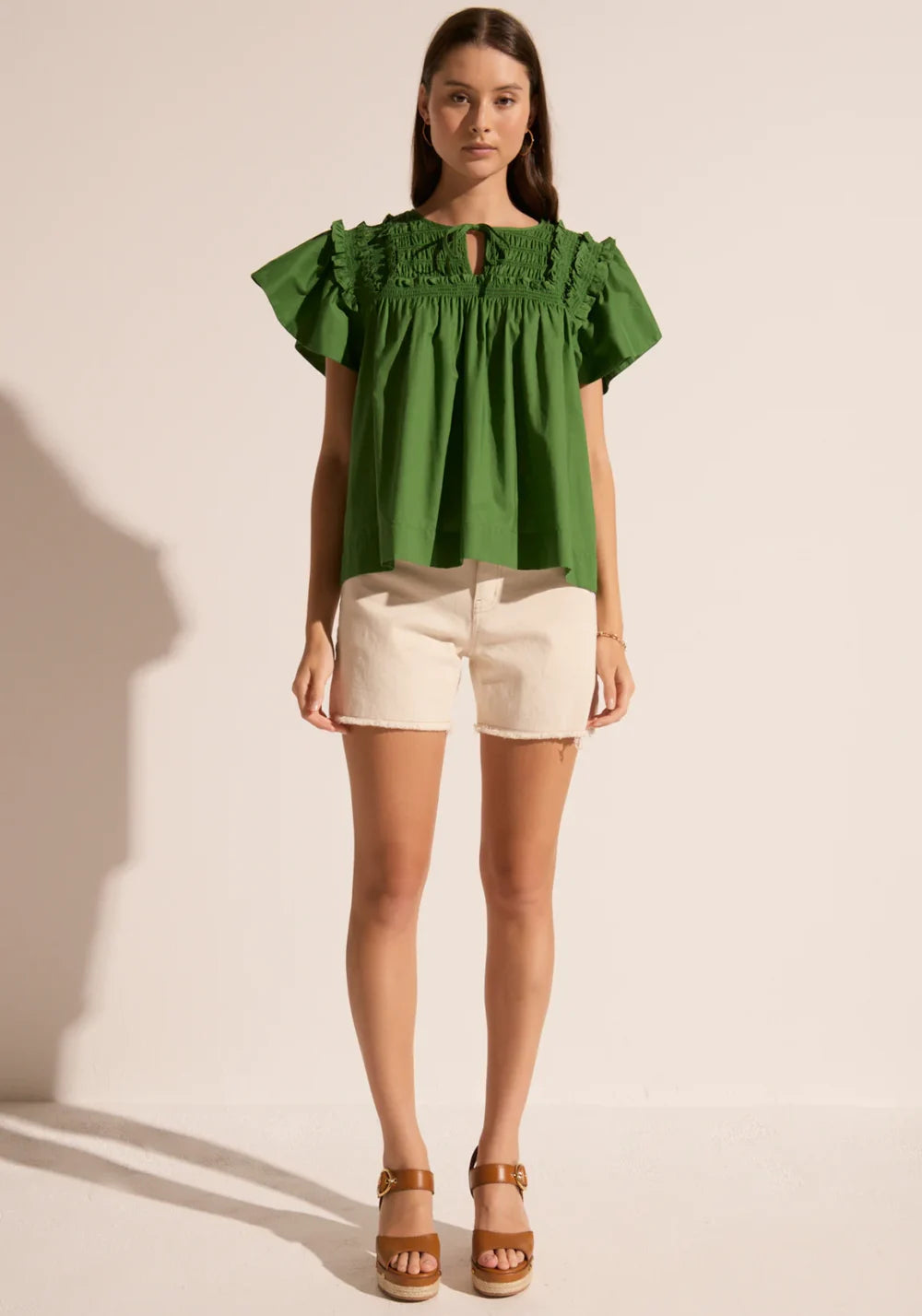 POL Clover Ruffle Top | Green