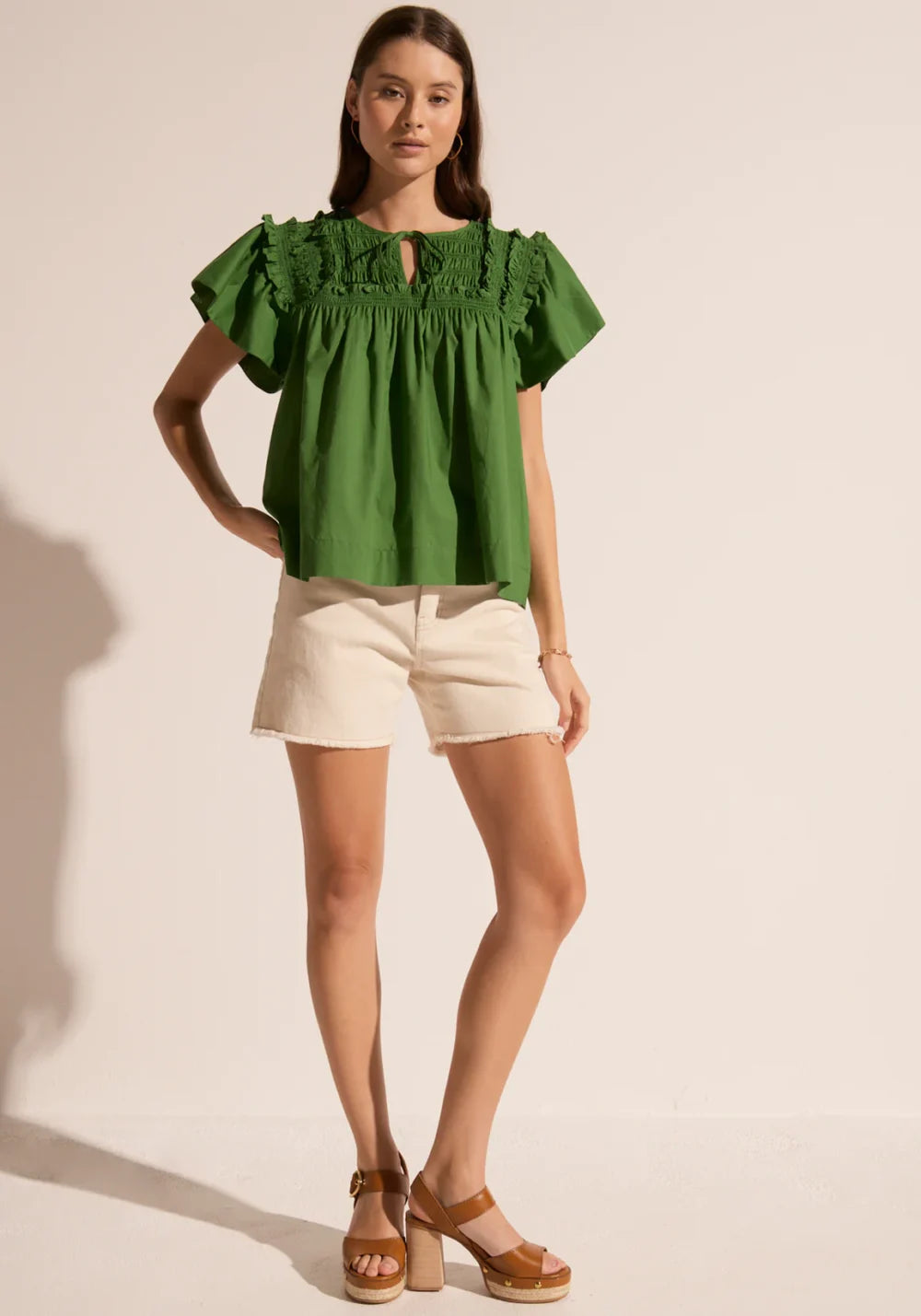 POL Clover Ruffle Top | Green