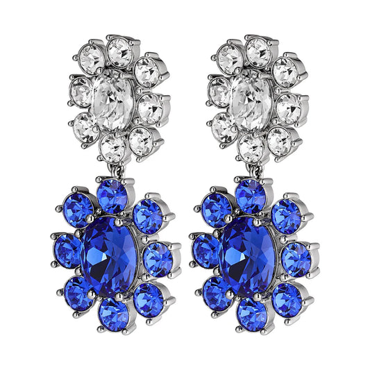 DYRBERG/KERN Lina Shiny Silver Earrings | Sapphire/Crystal