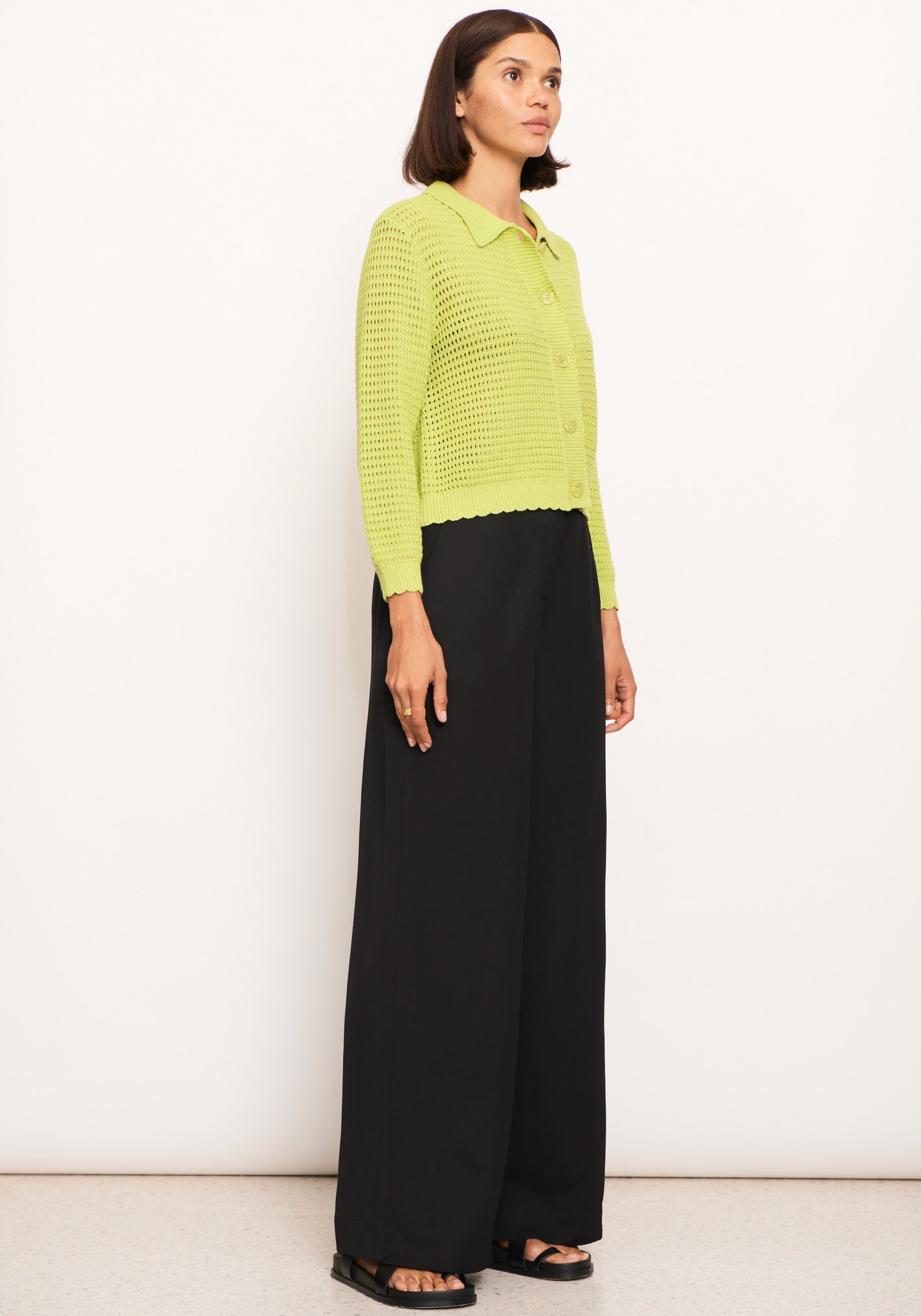 POL Xander Pointelle Cardi | Lime