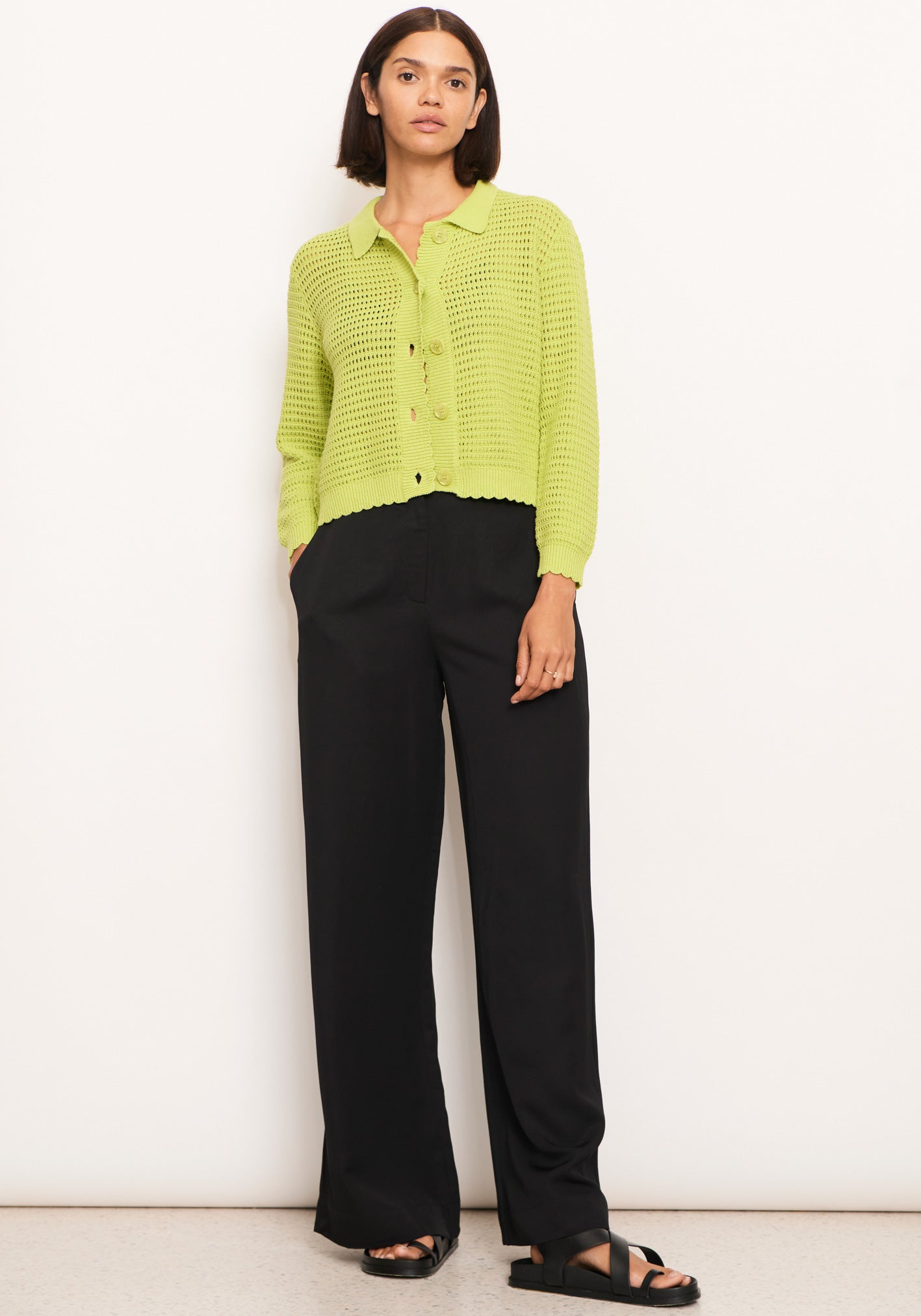 POL Xander Pointelle Cardi | Lime