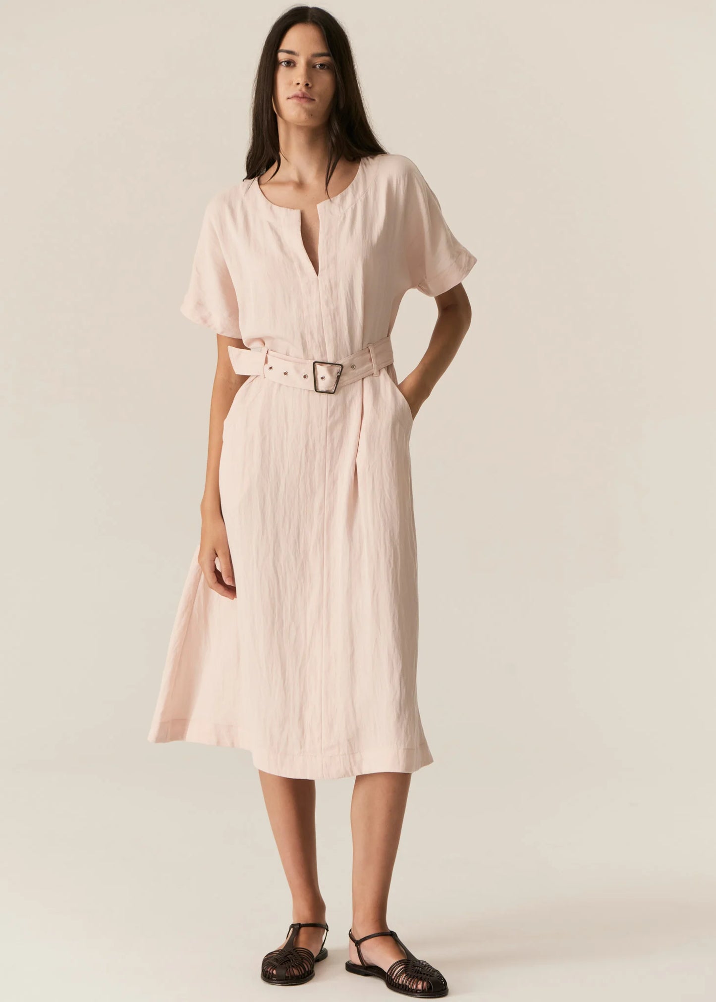 Faire Belted Dress | Blush