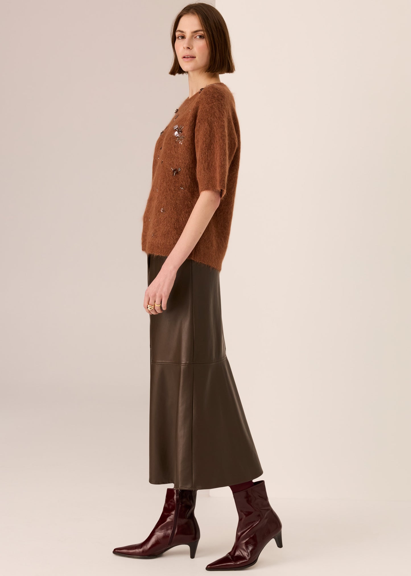 Haviland Beaded Knit Tee | Toffee