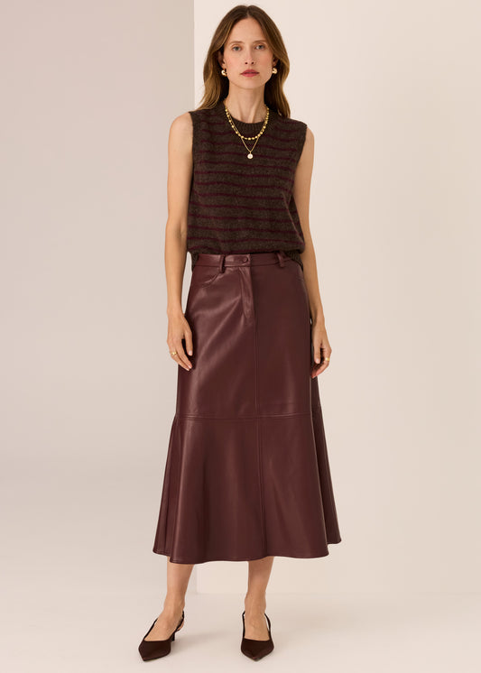 Carmel Striped Vest | Choc/Merlot