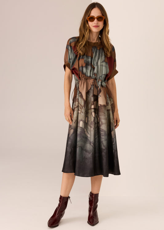 Palisades Silk Drawcord Dress