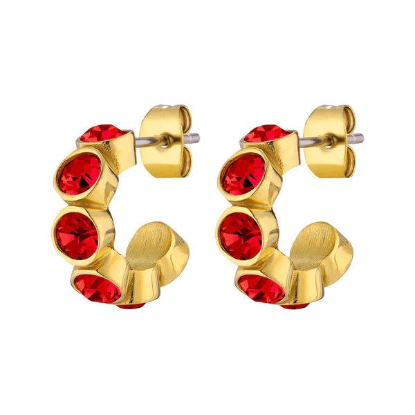 Dyrberg/Kern Jenna Gold Hoops - Red