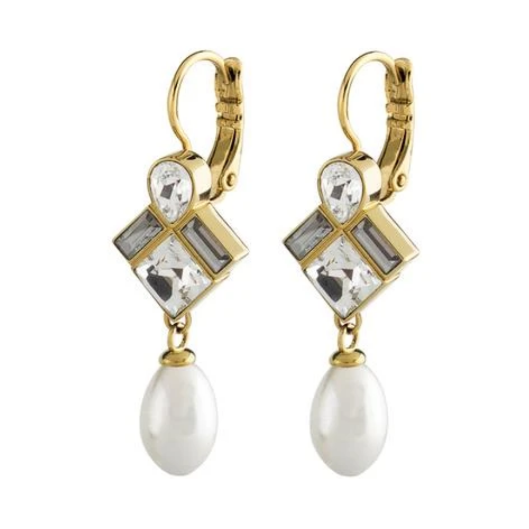 Dyrberg/Kern Oda Shiny Gold & White Earrings